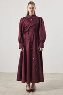 Snap-Button Detail Compact Satin Dress