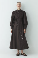 Snap-Button Detail Compact Satin Dress