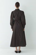 Snap-Button Detail Compact Satin Dress