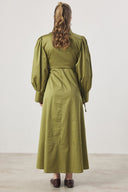 Snap-Button Detail Compact Satin Dress