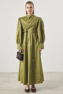Snap-Button Detail Compact Satin Dress