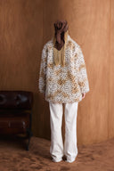 Snap-Button Patterned Fur Coat