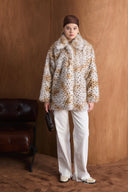 Snap-Button Patterned Fur Coat