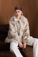 Snap-Button Patterned Fur Coat