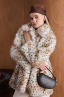 Snap-Button Patterned Fur Coat
