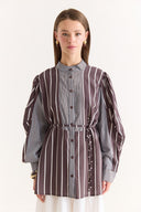 Striped Shirt with Trimming