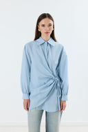 Cole Front Buttoned Gathered Gold Dacron Shirt