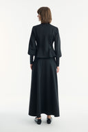 Scuba Set with Zipper Detail and Flared Skirt