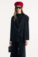 Shawl Collar Belted Ribbed Trouser Set