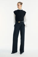 Straight-Leg Fabric Trousers
