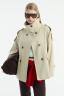 Epaulette Detailed Short Trench Coat