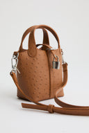 Lock-Detailed Faux Leather Bag - Camel
