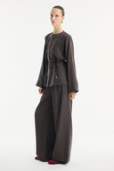 Button-Detailed Trousers Set