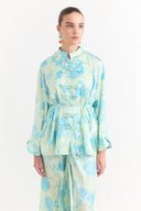 Sophia Satin Printed Yoryo Chiffon Pants Set