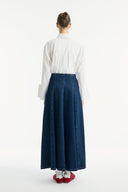 Stitched Detail Flared Denim Skirt