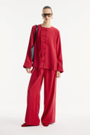 Button-Detailed Trousers Set