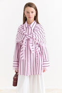 Lace Detail Striped Shirt