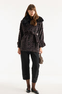 Collar Faux Fur Detailed Frayed Jacket - Brown