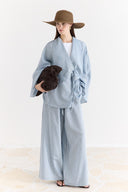Jacket Collar Striped Trouser Set
