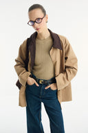 Parka with Contrast Collar and Tape Detail