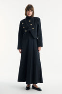 Skirt Set with Asymmetric Button Detail