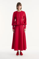 Scuba Set with Zipper Detail and Flared Skirt