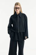 Ruffled Look Zippered Pants Set