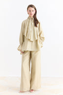 Trousers Suit with Arm and Ruffle Detail