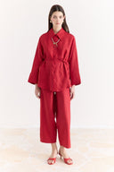 Organic Linen Shirt with Sleeve Cuff Detail