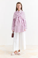 Lace Detail Striped Shirt