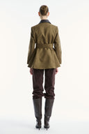 Liora Contrast Collar Suede Jacket