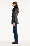 Collar Faux Fur Detailed Quilted Jacket - Grey