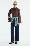 Suede Shirt with Front Button Placket