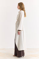 Draped Abaya Dress with Padded Shoulders and Wrap Closure