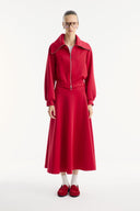 Wide Collar Zippered Scuba Skirt Set