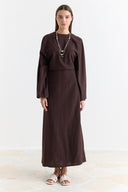 Linen Dress with Wide Sleeve Detail