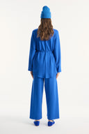 Stand-Up Collar Belted Set with Comfortable Trousers