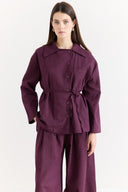Button-Detail Linen Trouser Set
