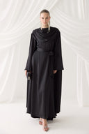 Draped Neck Evening Dress with Cape Shoulders