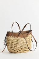 Straw Bag with Leather Details