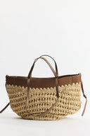 Straw Bag with Leather Details