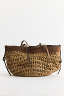 Straw Bag with Leather Details