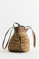 Straw Bag with Leather Details