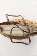 Straw Bag with Leather Details