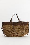 Straw Bag with Leather Details