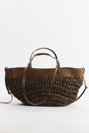 Straw Bag with Leather Details