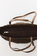 Straw Bag with Leather Details