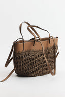 Straw Bag with Leather Details