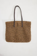 Woven Bag with Leather Handles