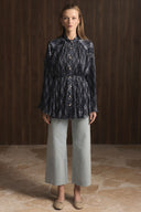 Plaid Patterned Box-Pleated Satin Shirt